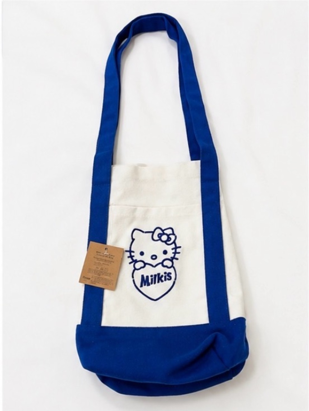 NWT Hello Kitty x Milkis Blue White Canvas Tote Bag Sanrio Limited